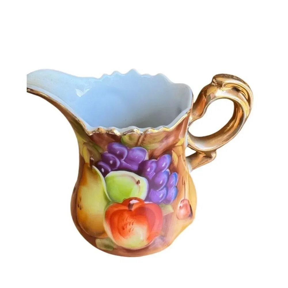 Lefton China Tea Set Heritage Brown Fruit Hand Painted Tea Party Decor Bridgerto